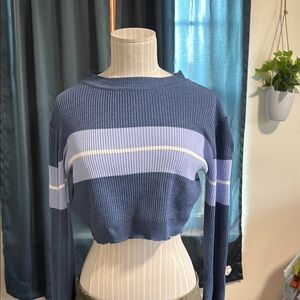Urban Outfitters Striped Blue Cropped Sweater